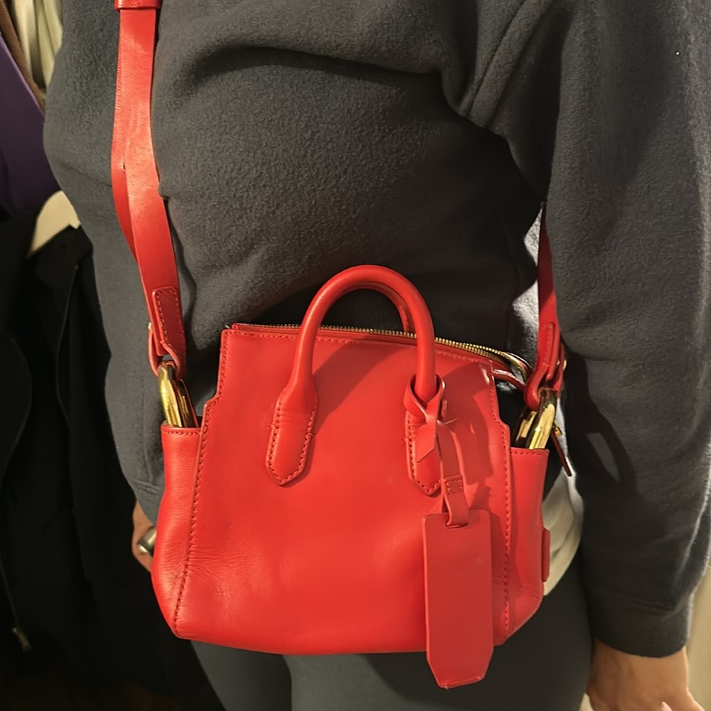 cherry apple red jcrew leather side purse